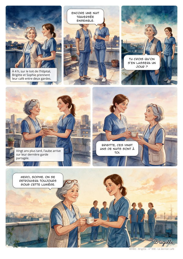Planche de BD personnalisée : Le dernier café