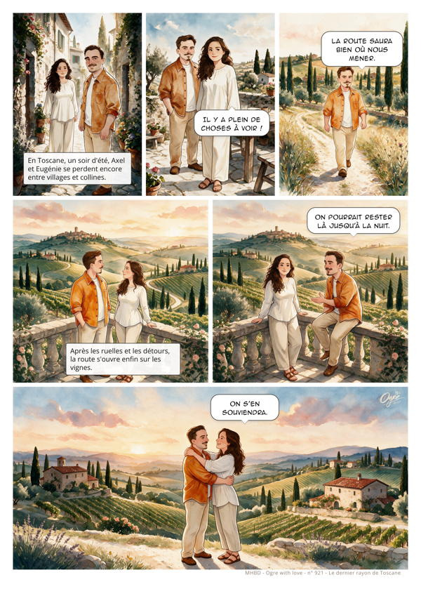Planche de BD personnalisée : Le dernier rayon de Toscane
