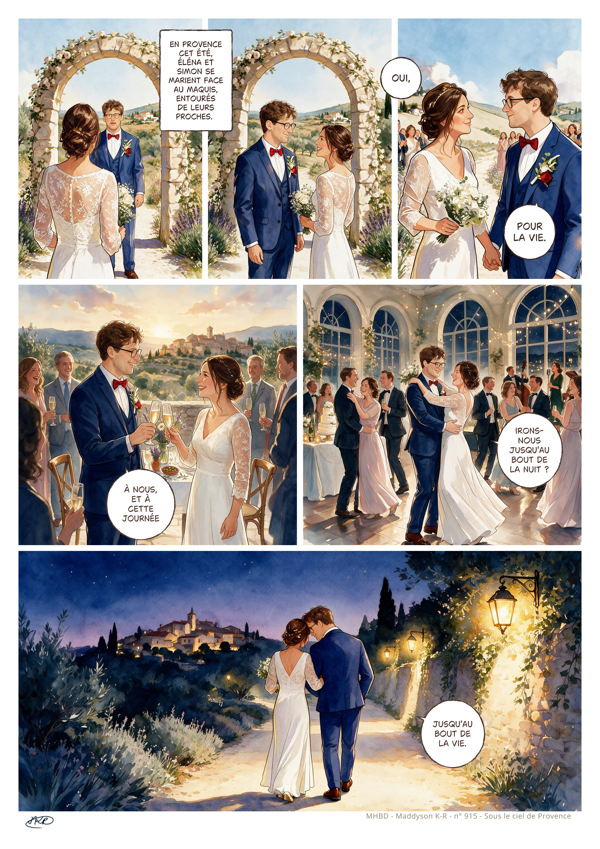 Planche de BD personnalisée : Sous le ciel de Provence