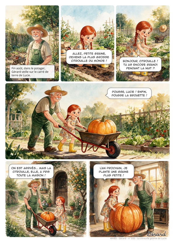Planche de BD personnalisée : La citrouille géante de Lucie