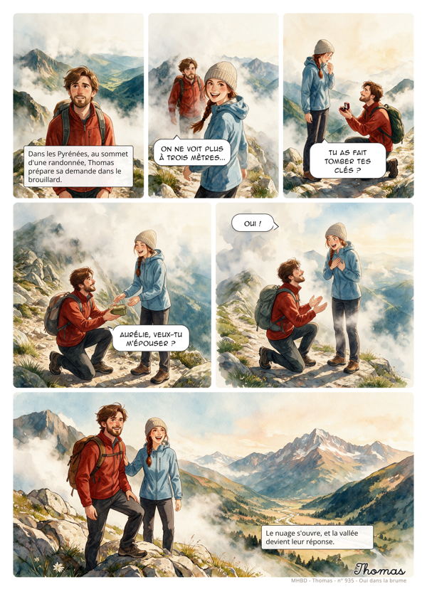 Planche de BD personnalisée : Oui dans la brume