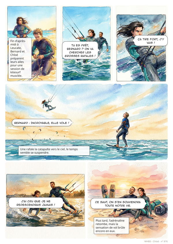 Planche de BD personnalisée : Vol au-dessus de Leucate