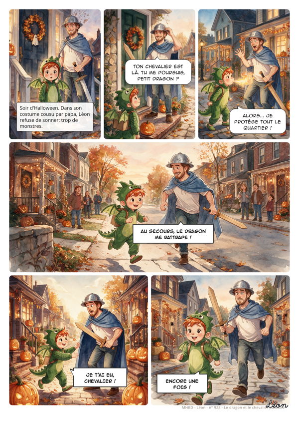 Planche de BD personnalisée : Le dragon et le chevalier passoire
