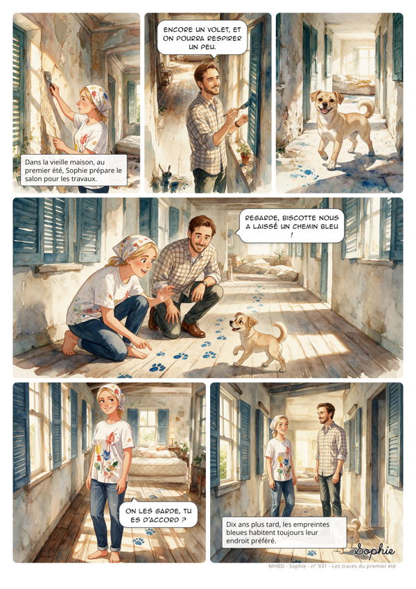 Planche de BD personnalisée : Les traces du premier été