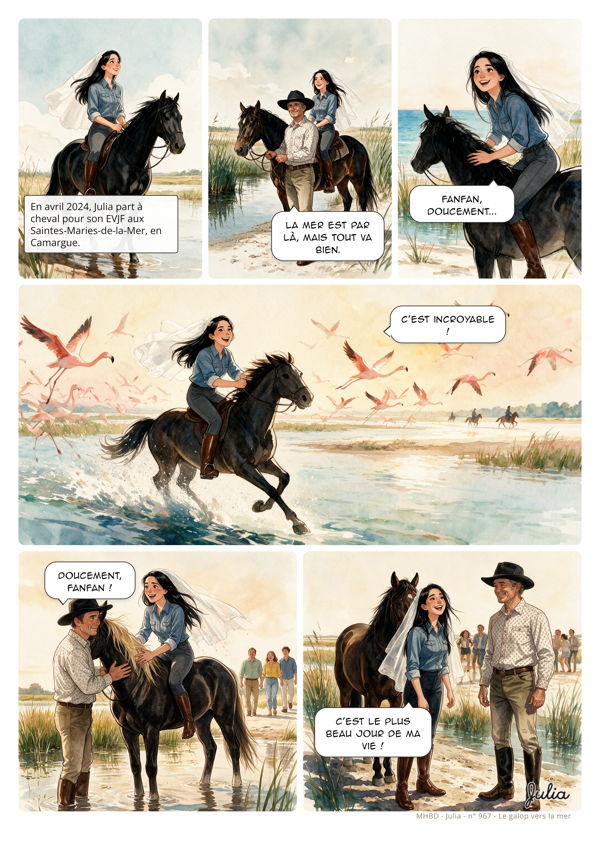 Planche de BD personnalisée : Le galop vers la mer