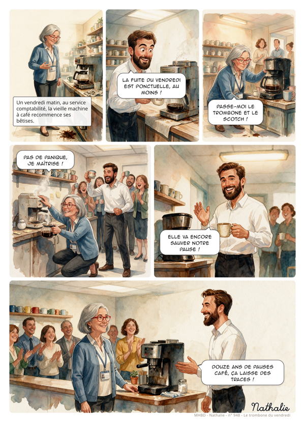Planche de BD personnalisée : Le trombone du vendredi