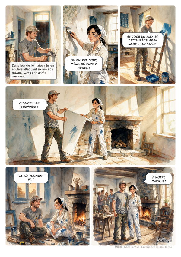Planche de BD personnalisée : La cheminée derrière le mur
