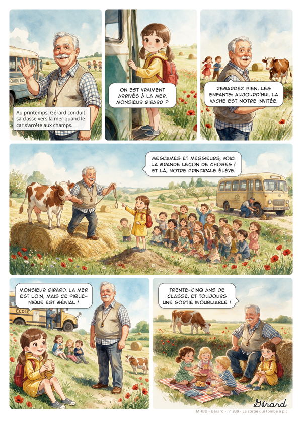 Planche de BD personnalisée : La sortie qui tombe à pic